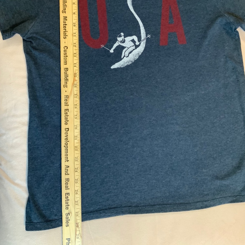 Old Navy Blue USA XL Ski Short Sleeve T Olympics Alpine Pickleball Sporty Gym - Picture 5 of 6